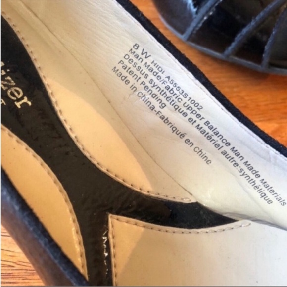 Naturalizer Black Hidi Patent leather Peep Toe Wedge Sandal Shoe - Picture 4 of 6